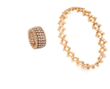  ANELLO BRACCIALE 5 FILE MIDDLE 4PUNTI ORO GIALLO 18KT E DIAMANTI DI SERAFINO CONSOLI